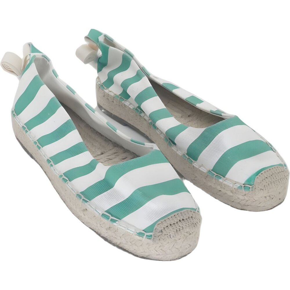 Draper James Green and White Striped Espadrille Sandals